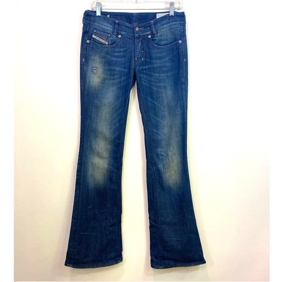 Diesel Louvely Flare Bottom Blue Wash Denim Jeans 27/34 - Picture 1 of 10